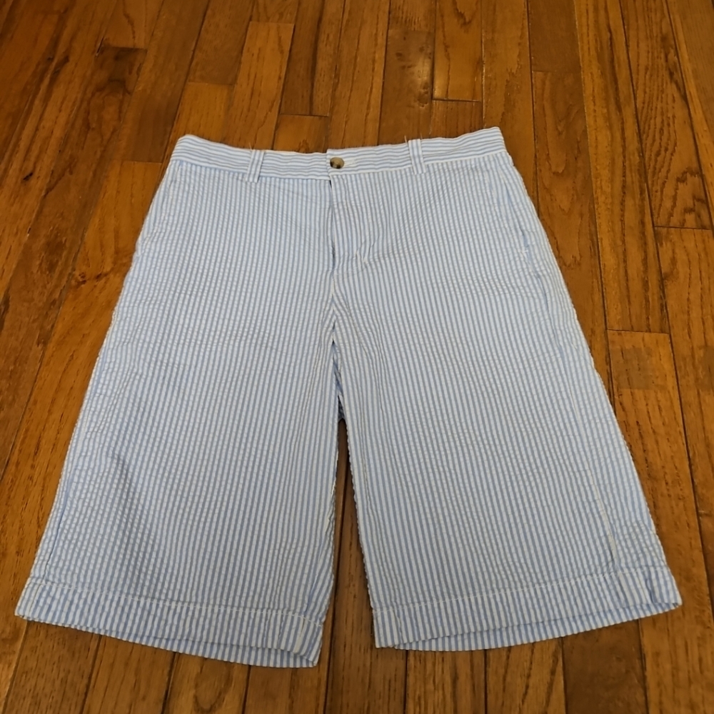 Vineyard Vines Boys Seersucker Shorts Blue White Size 14 Easter spring